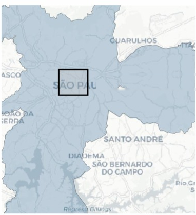 Mapa da cidade de São Paulo tratada como uma unidade única